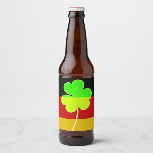 St Patrick Irish Kleeblatt German Flag Funny Bierflaschenetikett (Vorderseite)