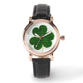St. Patrick Irish Poem The Deer's Cry Kleeblatt Armbanduhr