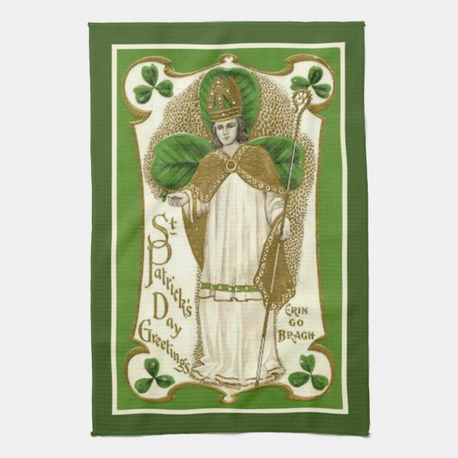 St. Patrick Irish Segen Religious Kleeblatts Geschirrtuch (Vertikal)