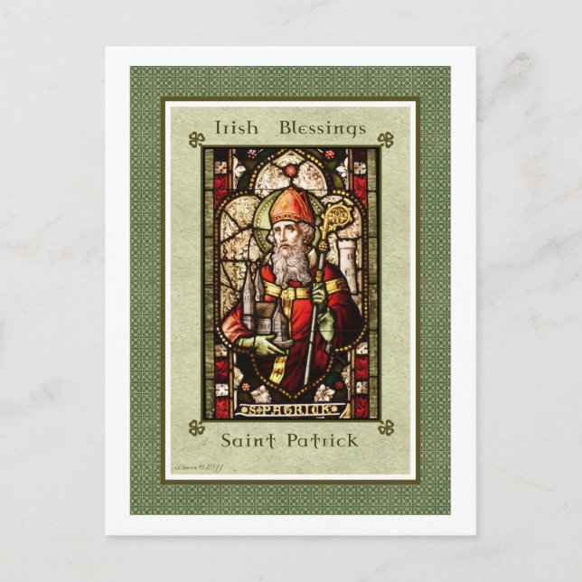 St Patrick Irish Sessings Digitale Kunst Postkarte (Vorderseite)