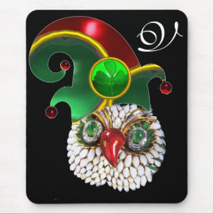 ST PATRICK JEWEL OWL,ELF HAT UND KLEEBLATT MONOGRA MOUSEPAD
