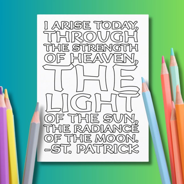 St. Patrick Katholisches Gebet Whimsical Coloring  Postkarte (Color this quote from the great St. Patrick and send it to your friends!)