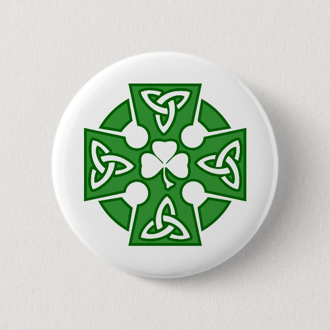 St Patrick keltisches Kreuz Button (Vorderseite)