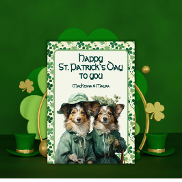 St. Patrick Lucky Irish Paws Duo Hund Feiertagskarte