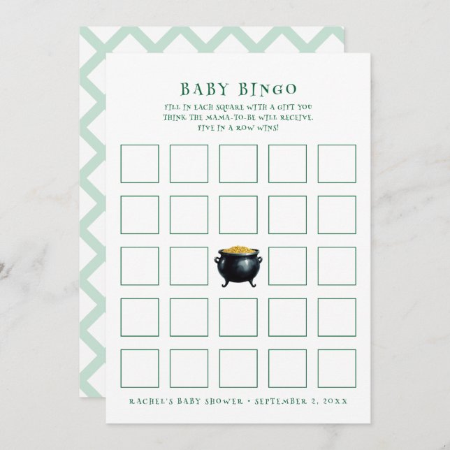 st patrick pot d'or baby shower de bingo carte de  (Devant / Derrière)