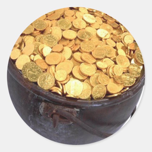 St Patrick & - Pot of Gold Runder Aufkleber (Vorderseite)