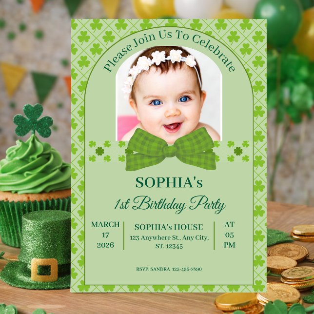 St. Patrick’s Day 1. Geburtstag Einladung (St. Patrick’s Day 1st Birthday Invitation)