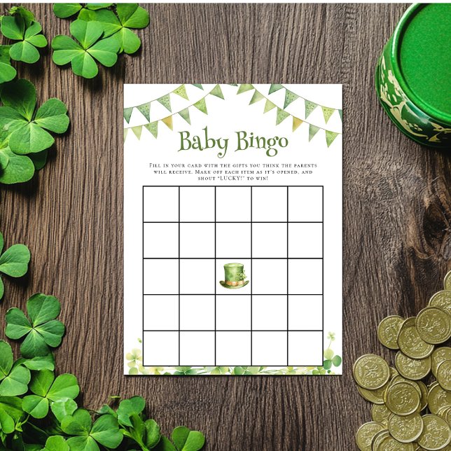 St Patrick’s Day Baby Shower Bingo Game Card Mitteilungskarte (St Patrick’s Day Baby Shower Bingo Game Card)