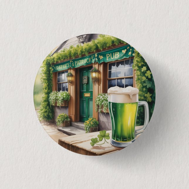 St Patrick’s Day Bar Pub Party Button (Vorderseite)