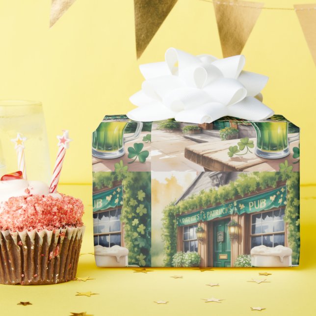 St Patrick’s Day Bar Pub Party Geschenkpapier (Geburtstagsparty)