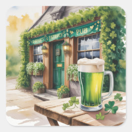 St Patrick’s Day Bar Pub Party Quadratischer Aufkleber