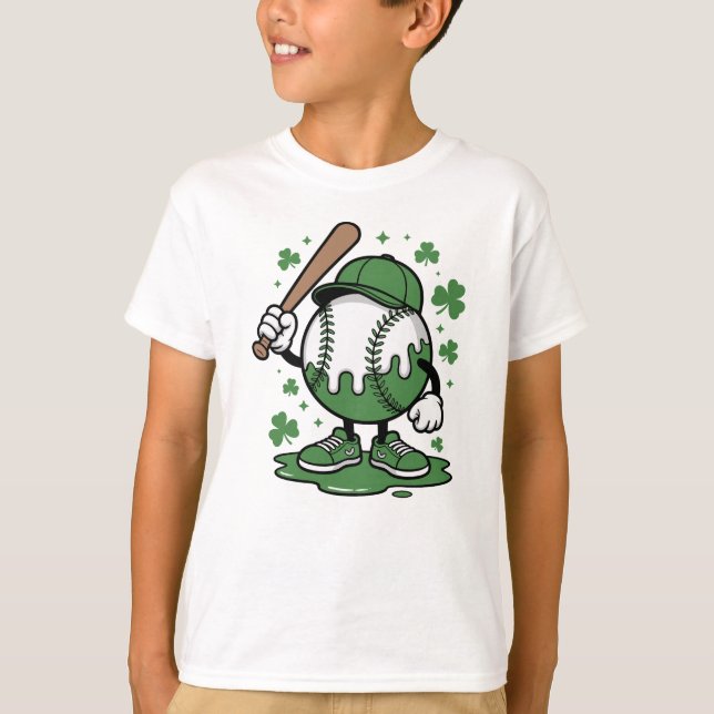 St. Patrick’s Day Baseball Ice cream Kid  T-Shirt (Vorderseite)