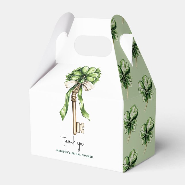 St. Patrick’s Day Bridal Shower Gold Key & Clover Geschenkschachtel (Vorderseite)