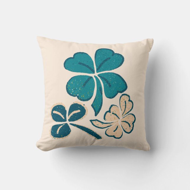 St. Patrick`s Day Clover Kleeblatt Zeichnend Kissen (Vorderseite)