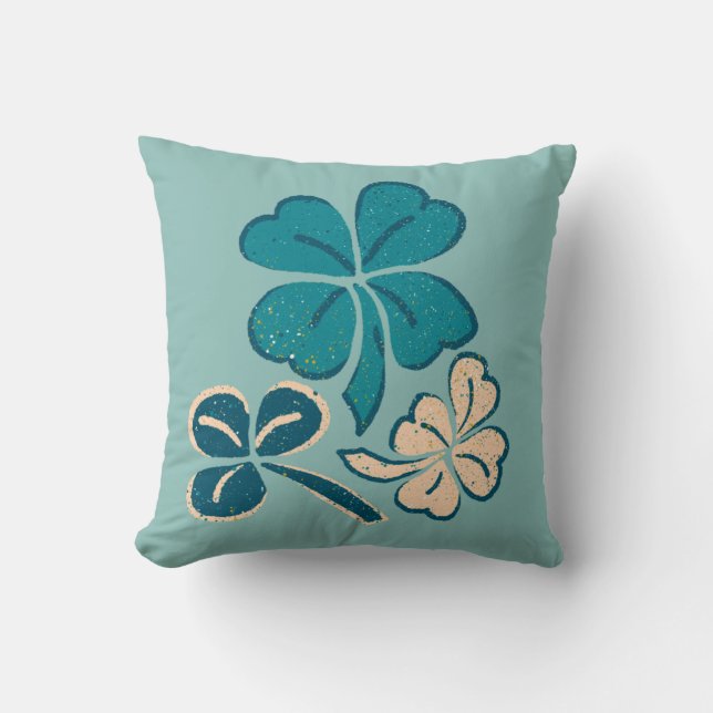 St. Patrick`s Day Clover Kleeblatt Zeichnend Kissen (Vorderseite)