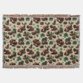 St. Patrick’s Day Coffee & Shamrock Pattern Decke