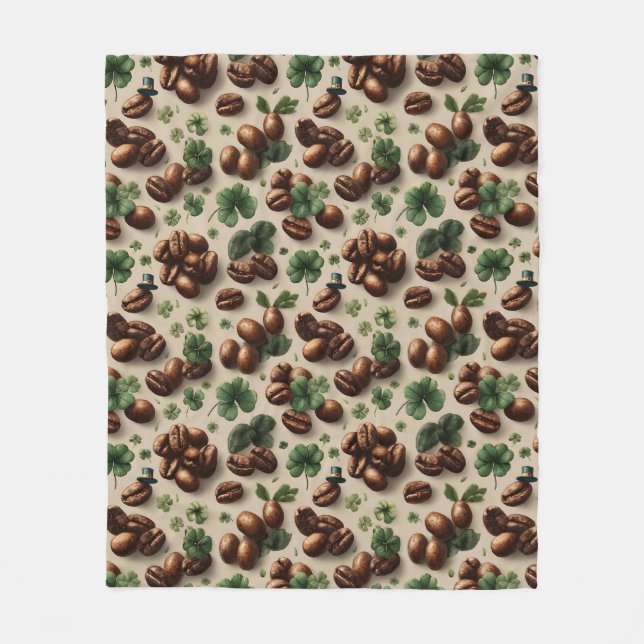 St. Patrick’s Day Coffee & Shamrock Pattern Fleecedecke (Vorderseite)