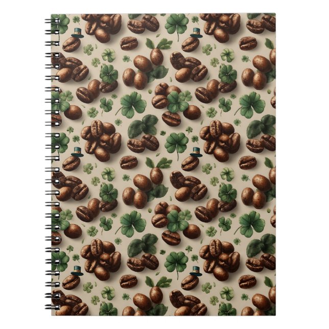 St. Patrick’s Day Coffee & Shamrock Pattern Notizblock (Vorderseite)