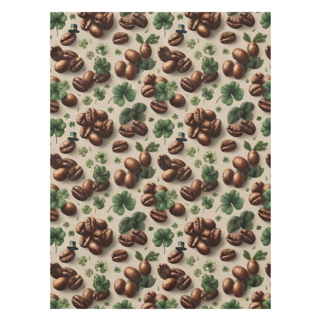St. Patrick’s Day Coffee & Shamrock Pattern Tischdecke (Vorderseite)