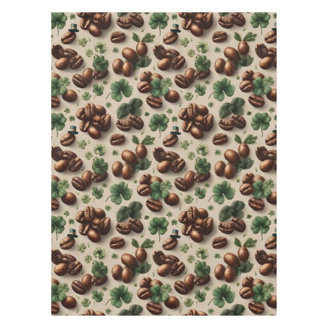 St. Patrick’s Day Coffee & Shamrock Pattern Tischdecke (Vorderseite)