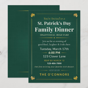 St. Patrick’s Day Familienessen Traditionell Irisc Einladung