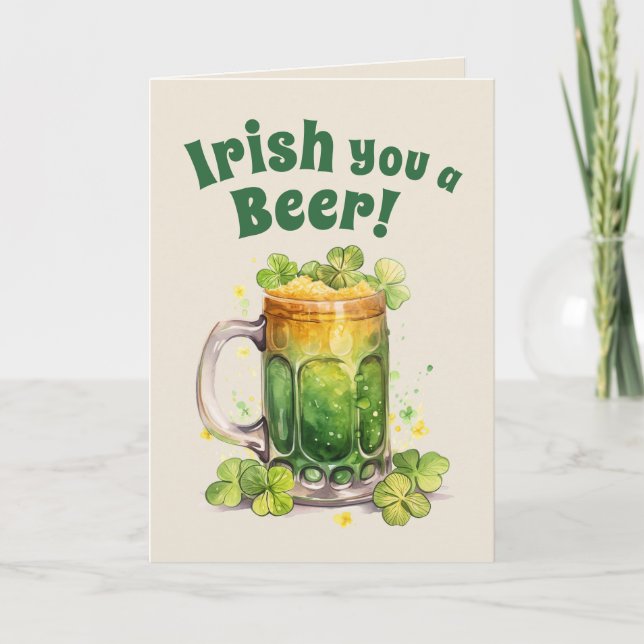 St. Patrick’s Day Funny Beer Mug Card– Irish Luck Karte (Vorderseite)