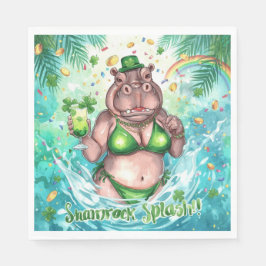 St. Patrick’s Day Glam Hippo Bikini in the pool  Serviette