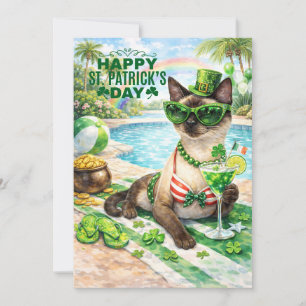 St. Patrick’s Day Glam Katzen Poolparty Feiertagskarte