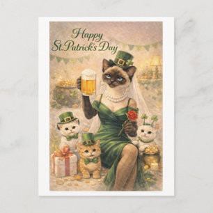 St. Patrick’s Day Glamour-Katze Feiertagspostkarte