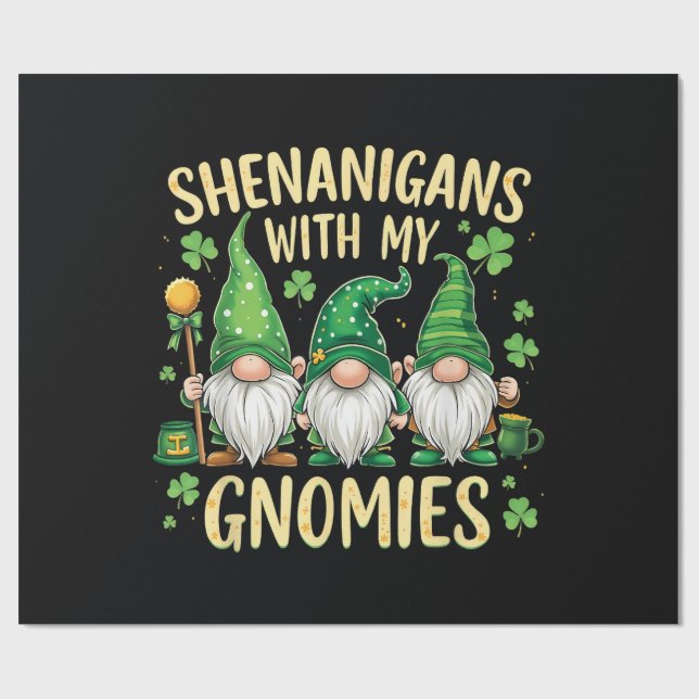 St Patrick’s Day Glücks Kleeblatt Gnom  Geschenkpapier (Flach)