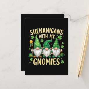 St Patrick’s Day Glückskleeblatt Gnom Ankündigungspostkarte