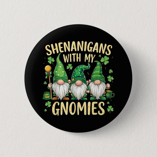 St Patrick’s Day Glückskleeblatt Gnom  Button (Vorderseite)