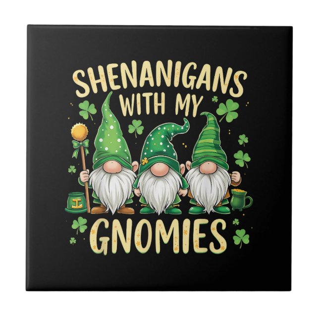 St Patrick’s Day Glückskleeblatt-Gnom  Fliese (Vorderseite)