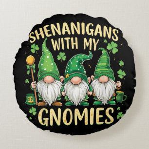 St Patrick’s Day Glückskleeblatt-Gnom  Rundes Kissen