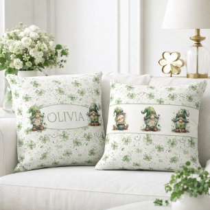 St. Patrick’s Day Gnom-Muster mit Shamrocks  Kissen