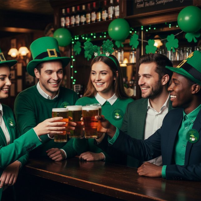 St. Patrick’s Day Gnome Green Round Button (Von Creator hochgeladen)