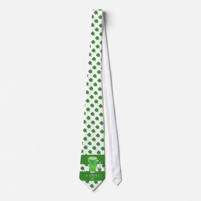 St. Patrick`s day Green Beer Kleeblatt Pattern Krawatte (Vorderseite)