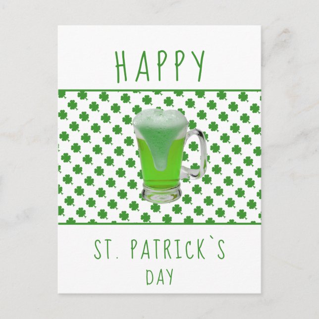 St. Patrick`s day Green Beer Kleeblatt Pattern Postkarte (Vorderseite)