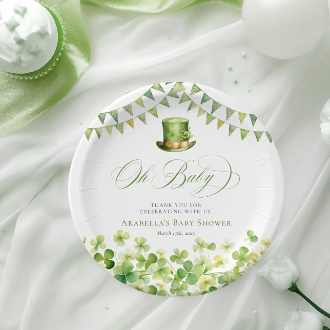 St. Patrick’s Day Green Shamrock Baby Shower Pappteller (St. Patrick’s Day Green Shamrock Baby Shower Paper Plates)