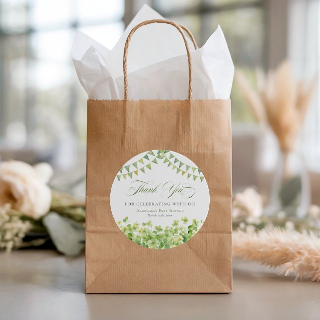 St. Patrick’s Day Green Shamrock Baby Shower Runder Aufkleber (St. Patrick’s Day Green Shamrock Baby Shower Classic Round Sticker)