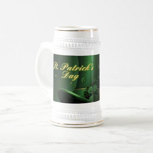 St. Patrick’s Day Hut und Shamrock-Design Bierglas (Vorderseite Links)