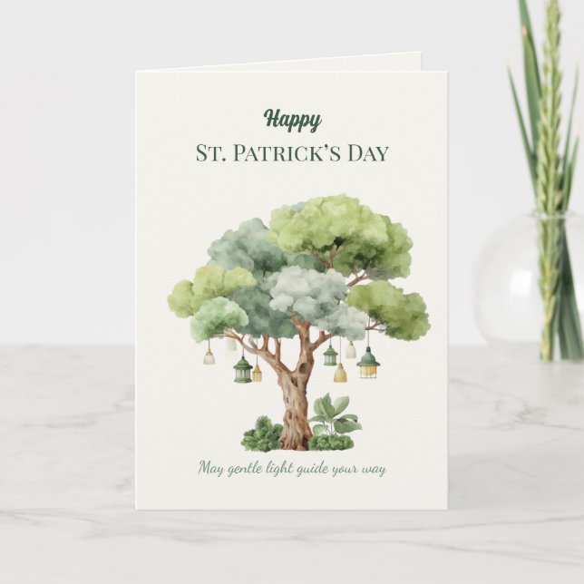 St. Patrick’s Day Irish Tree Lantern Card  Karte (Vorderseite)