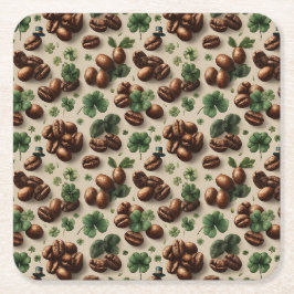 St. Patrick’s Day Kaffee & Shamrock-Muster Rechteckiger Pappuntersetzer