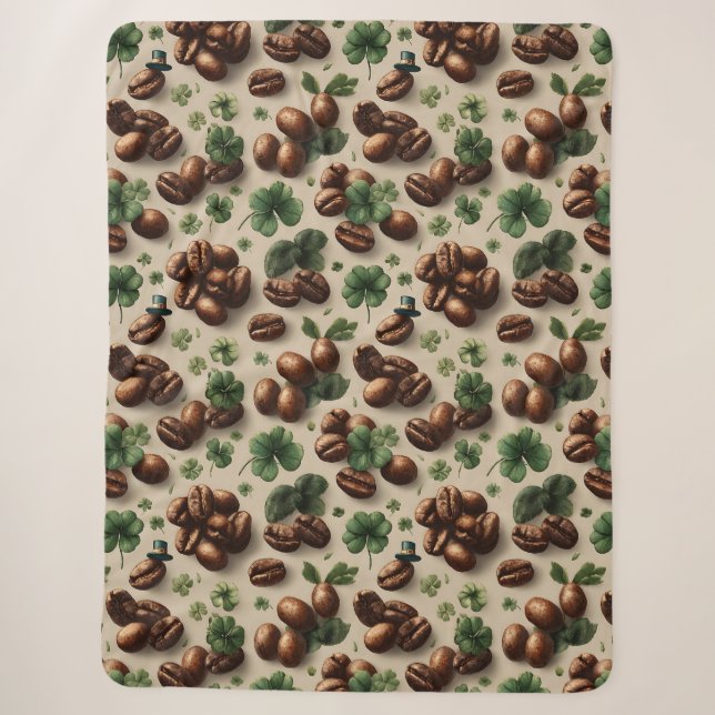 St. Patrick’s Day Kaffee & Shamrock-Muster Sherpadecke (Vorderseite)