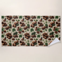 St. Patrick’s Day Kaffee & Shamrock-Muster Strandtuch