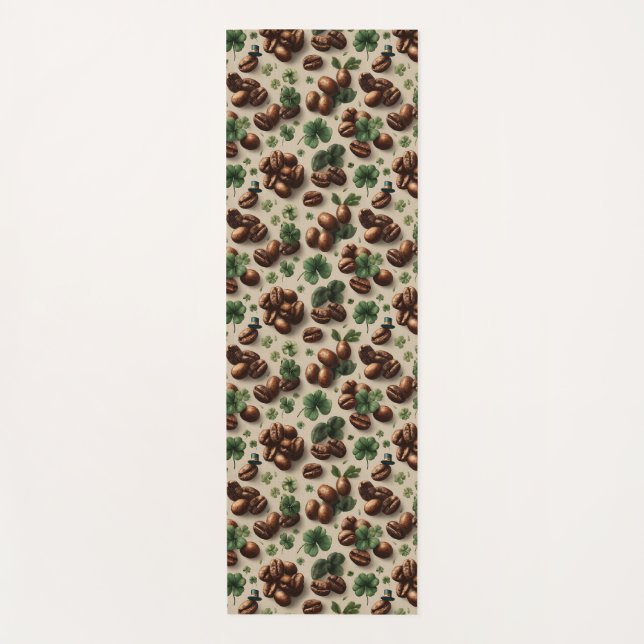 St. Patrick’s Day Kaffee & Shamrock-Muster Yogamatte (Vorderseite)