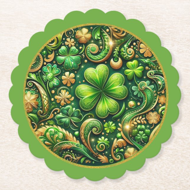St. Patrick’s Day Kleeblatt-Design  Untersetzer (Vorderseite)