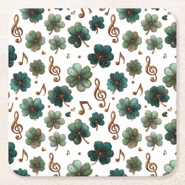 St. Patrick’s Day Musik-Shamrock Rechteckiger Pappuntersetzer (Vorderseite)