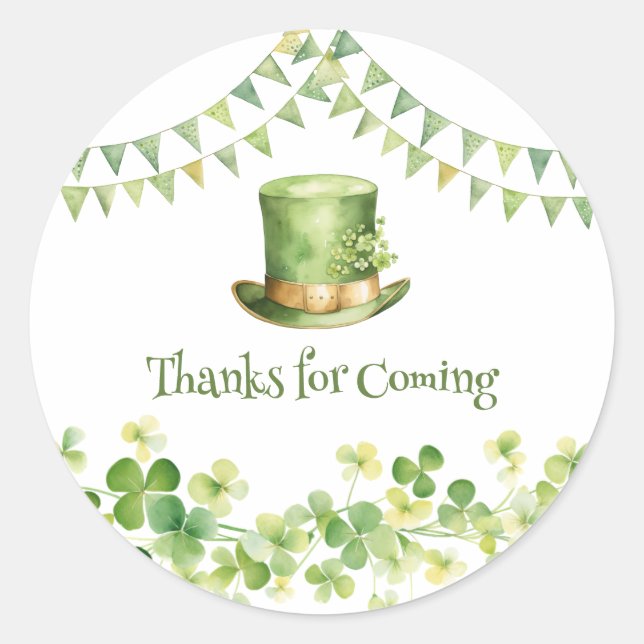 St Patrick’s Day Party Green Clover Gift Label Runder Aufkleber (Vorderseite)