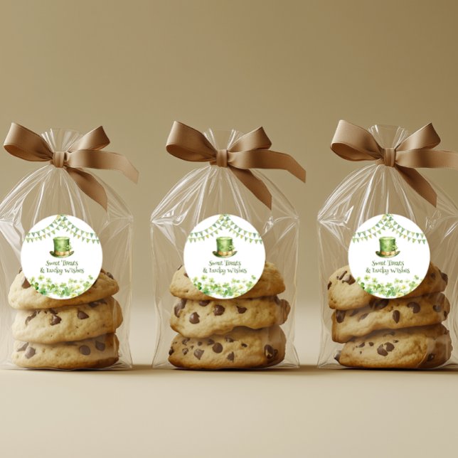 St Patrick’s Day Party Green Clover Gift Label Runder Aufkleber (St Patrick’s Day Party Green Clover Gift Label)